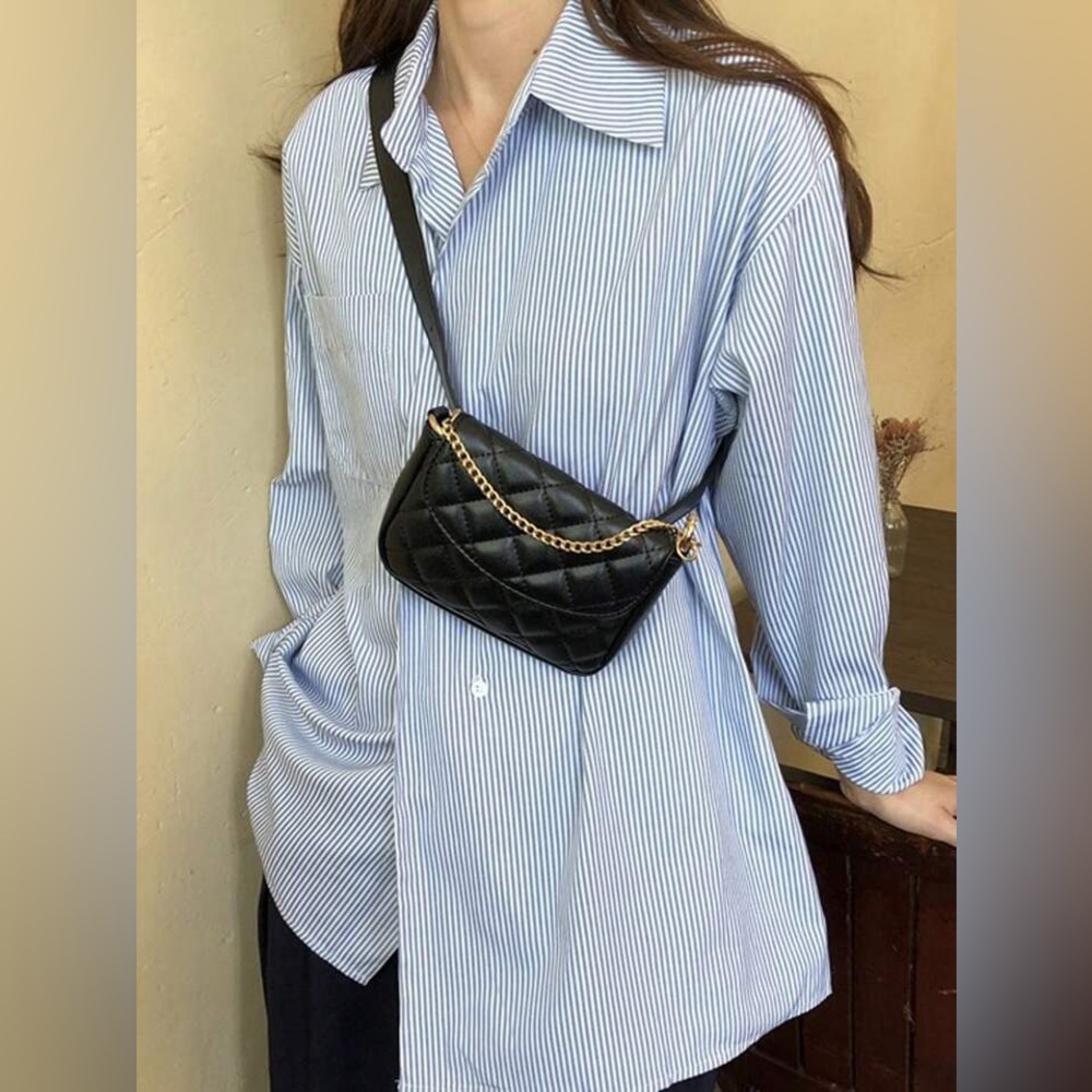 Black Quilted Chain Strap Bag